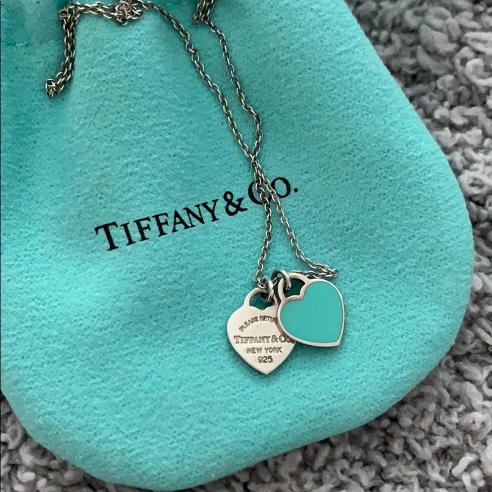 Tiffany & Co. double mini heart charm necklace